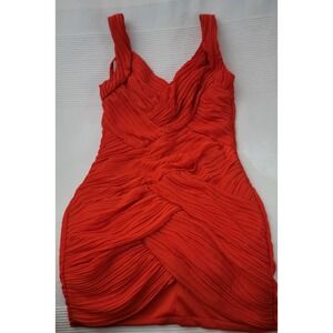 C. Luce contemporary style red dress. Party cocktail versatile pleaded